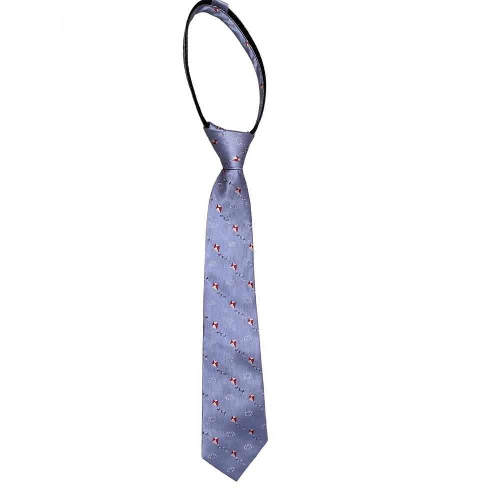 Boys’ Lord & Taylor Light Blue Silk Tie with Red Kite Pattern, EUC - Picture 3 of 8